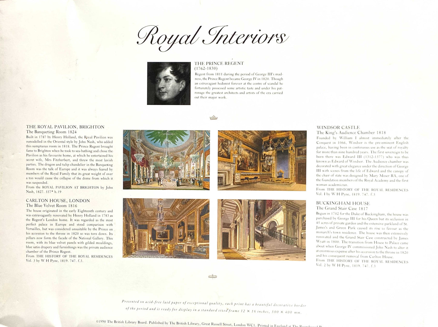 ROYAL INTERIORS, 4 REGENCY AQUATINTS