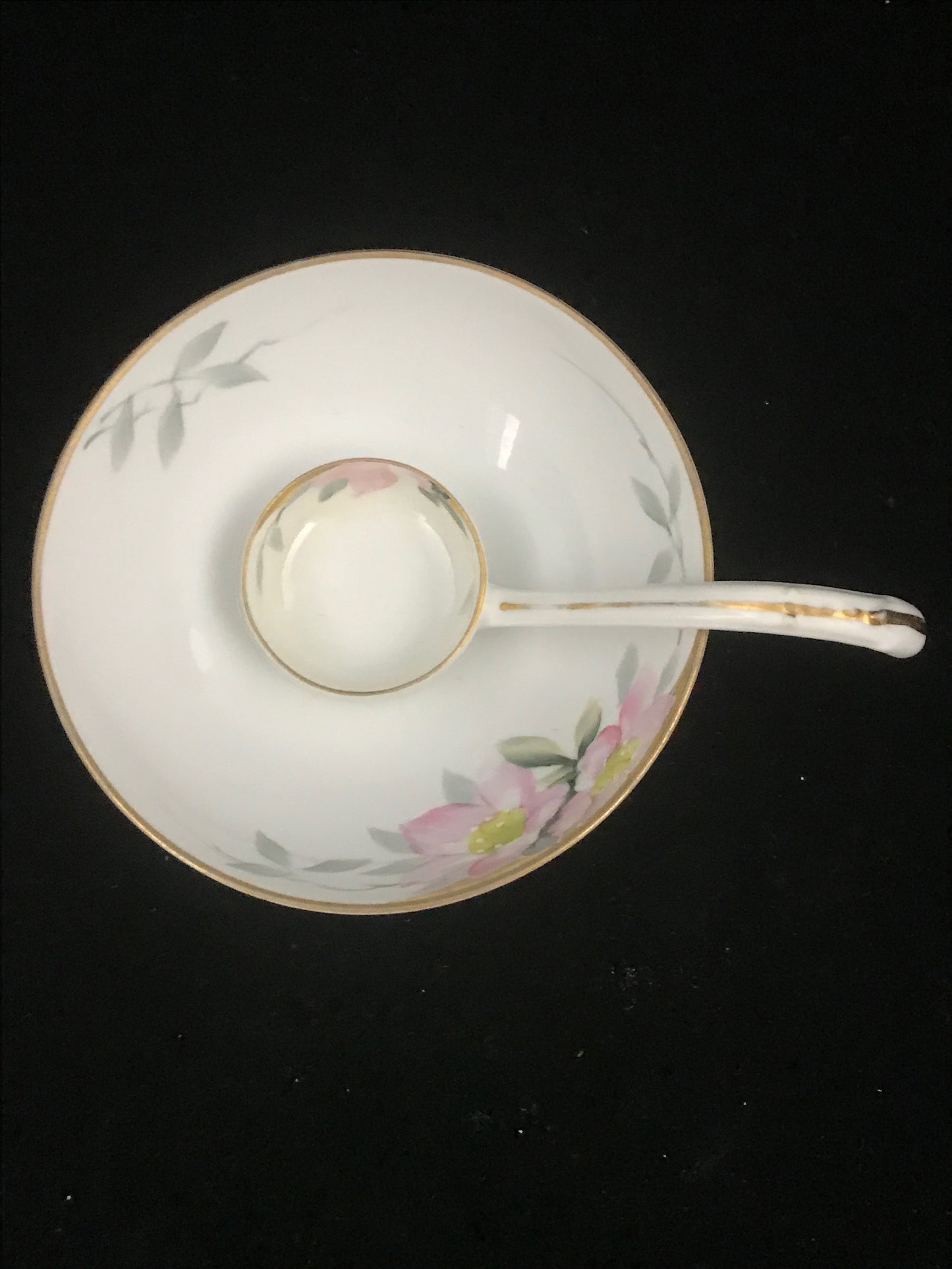Antique Japan Hand Painted Porcelain Dish Bowl & Spoon