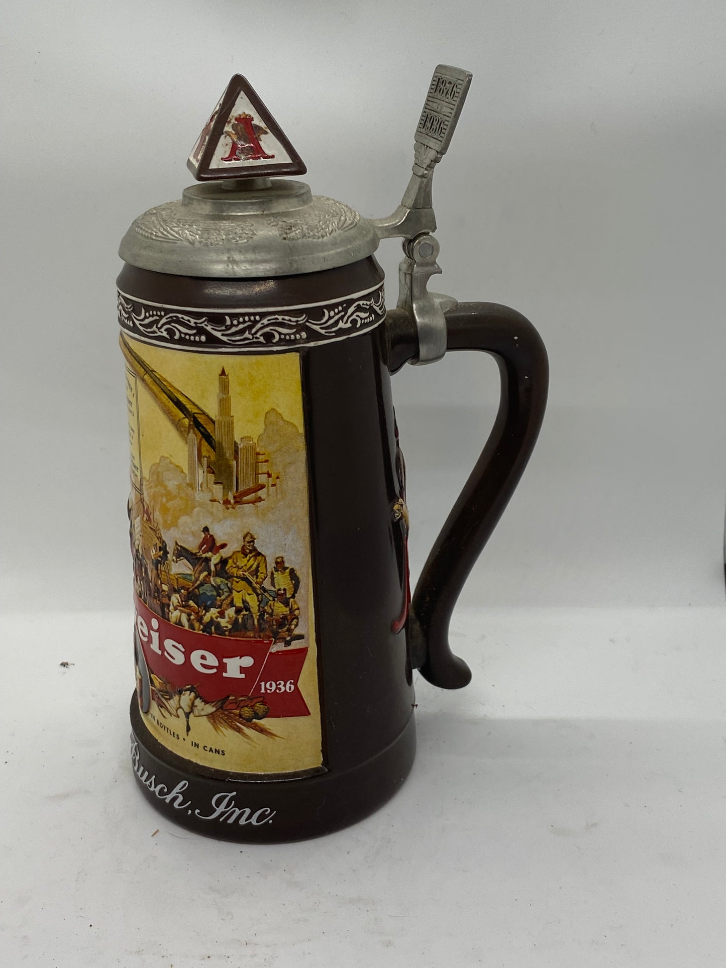 ANHEUSER-BUSCH COLLECTORS CLUB MEMBERSHIP STEIN HISTORICAL ADVERTISING 1936 CB24